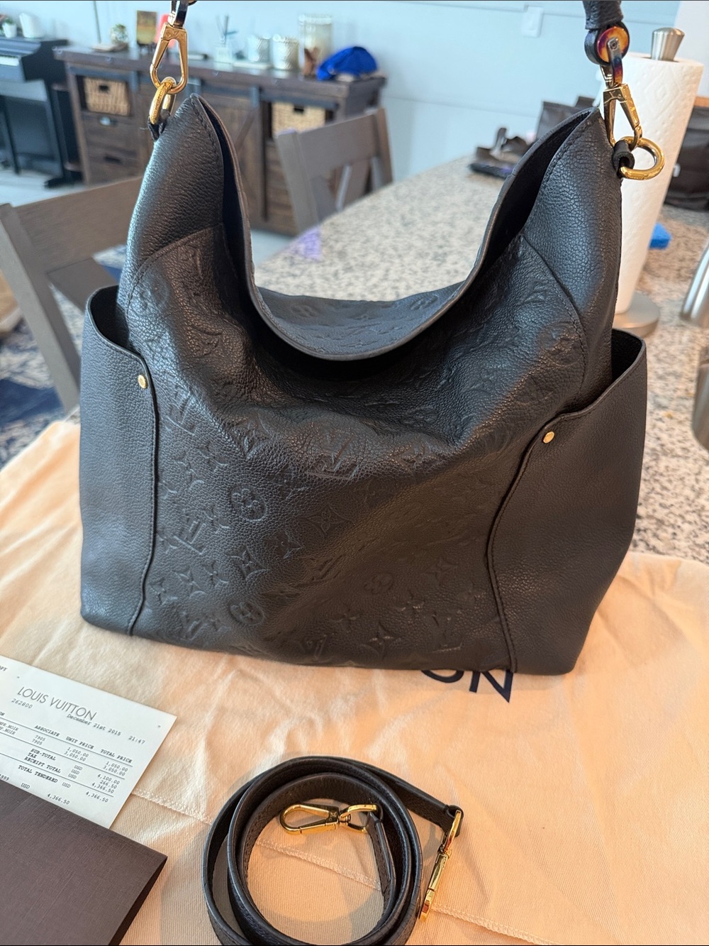 Louis Vuitton Black Monogram Empreinte Leather Bagatelle M Hobo Shoulder Bag - Picture 4 of 10